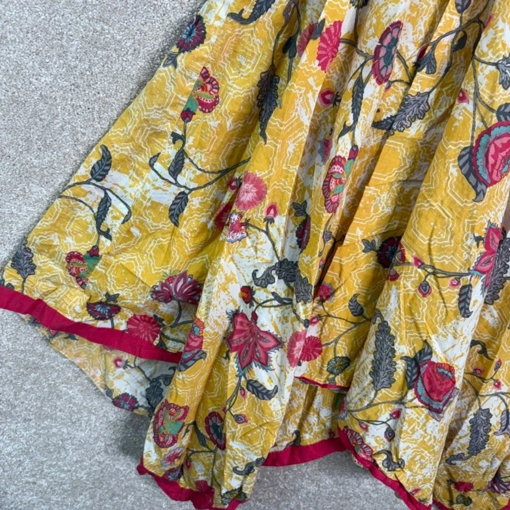BIBA‎ GIRLS Dress Girls Size 6-7 Yellow Floral Short Sleeve
